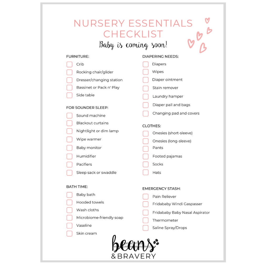 Nursery Essentials Checklist | Beans & Bravery